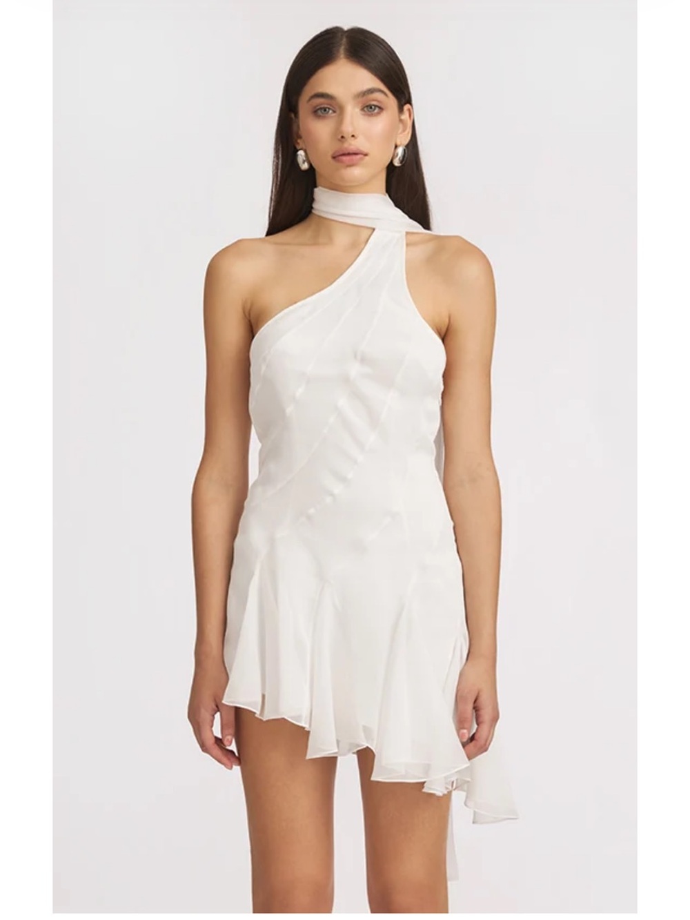Asymmetric mini scarf dress